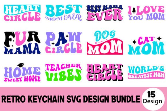 Retro Keychain SVG Design Bundle: Graphics for T-Shirt Designs & Content